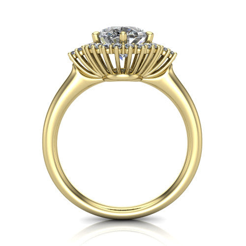 Zariah Oval Shape Halo Engagement Ring in 14K Yellow Gold