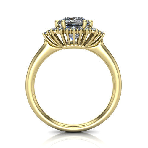 Zariah Princess Shape Halo Engagement Ring in 14K Yellow Gold