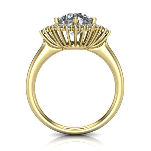 Zariah Round Shape Halo Engagement Ring in 14K Yellow Gold
