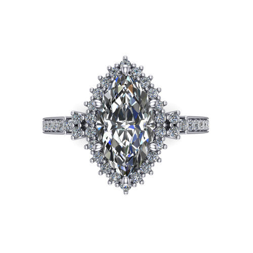 Zariah Marquise Shape Halo Engagement Ring in Platinum