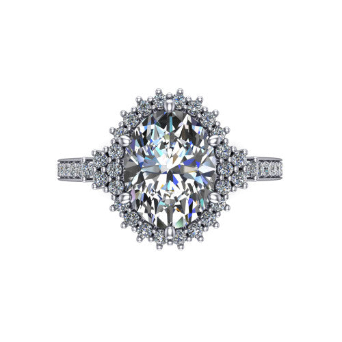 Zariah Oval Shape Halo Engagement Ring in Platinum