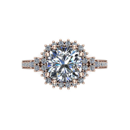 Zariah Cushion Shape Halo Engagement Ring in 14K Rose Gold