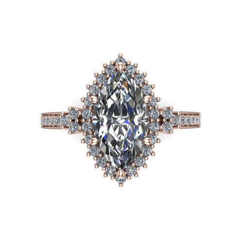 Zariah Marquise Shape Halo Engagement Ring in 14K Rose Gold