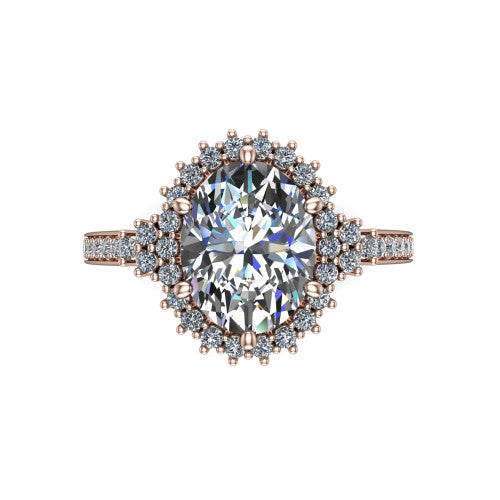 Zariah Oval Shape Halo Engagement Ring in 14K Rose Gold
