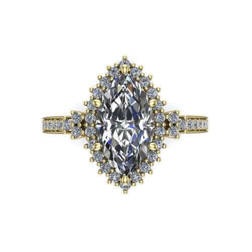 Zariah Marquise Shape Halo Engagement Ring in 18K Yellow Gold