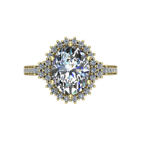 Zariah Oval Shape Halo Engagement Ring in 18K Yellow Gold