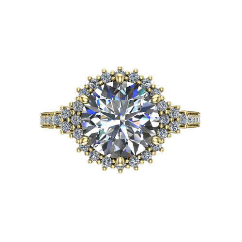 Zariah Round Shape Halo Engagement Ring in 14K Yellow Gold