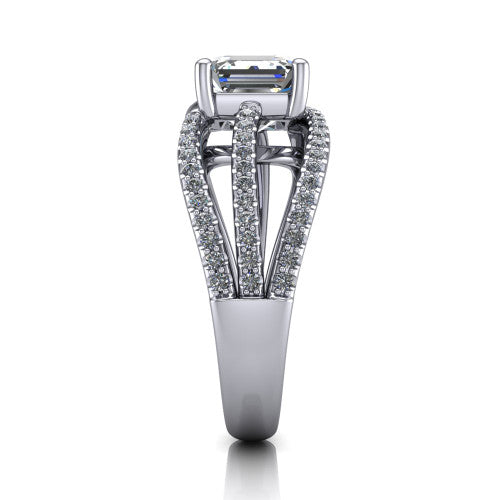 Teagan Square Emerald Shape Classic Engagement Ring in 18K White Gold