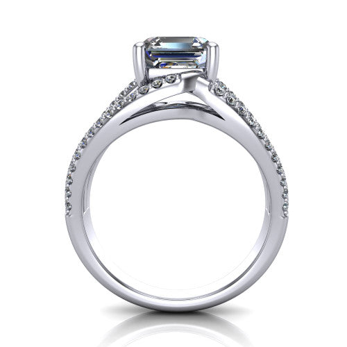 Teagan Square Emerald Shape Classic Engagement Ring in Platinum