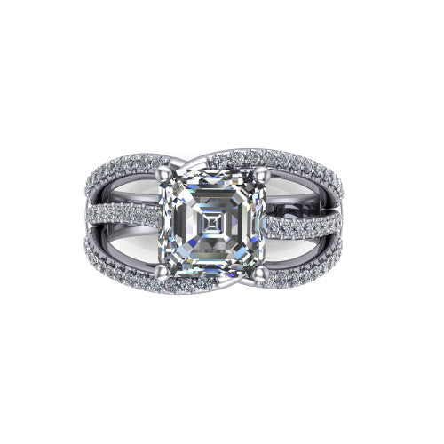 Teagan Square Emerald Shape Classic Engagement Ring in Platinum