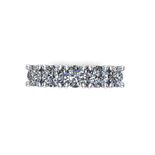 Aitana round three stone engagement ring in 14K White Gold, top-down view showing the three round diamonds held in vertical bar settings from above