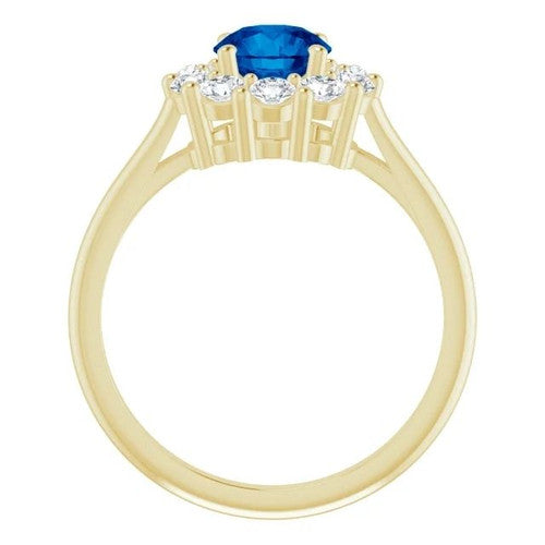 14K Gold Natural Blue Sapphire & 1/2 CTW Natural Diamond Ring 14K Yellow Gold