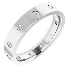 Hammered - Aiden - 14K White Gold 1/5 CTW Natural Diamond Band