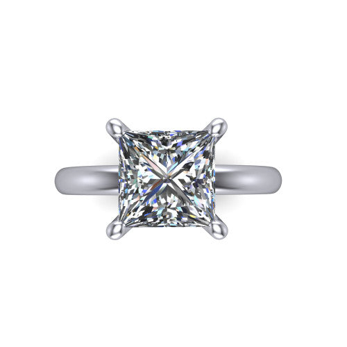 Ariel princess classic engagement ring in Platinum, top-down view showing the prong-set center diamond on a clean polished shank