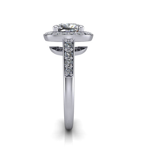 Leia Cushion Shape Halo Engagement Ring in Platinum