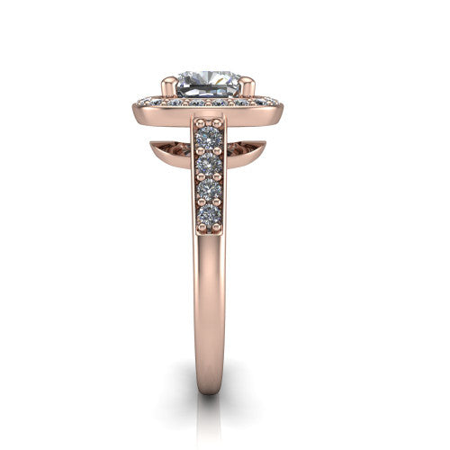 Leia Cushion Shape Halo Engagement Ring in 14K Rose Gold