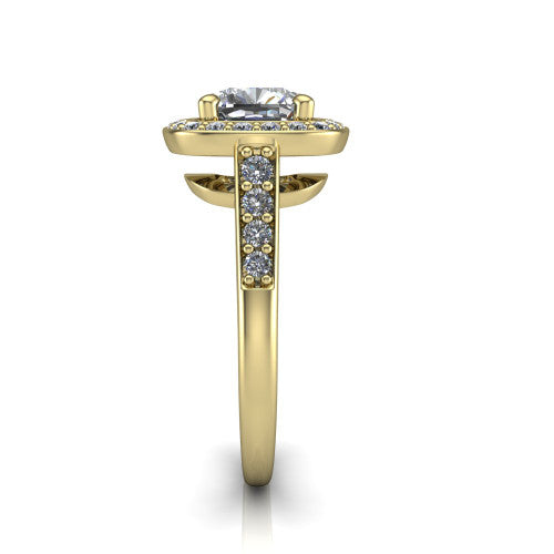 Leia Cushion Shape Halo Engagement Ring in 18K Yellow Gold