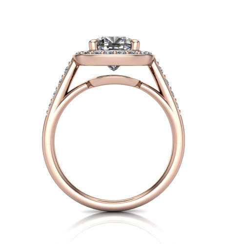 Leia Cushion Shape Halo Engagement Ring in 14K Rose Gold