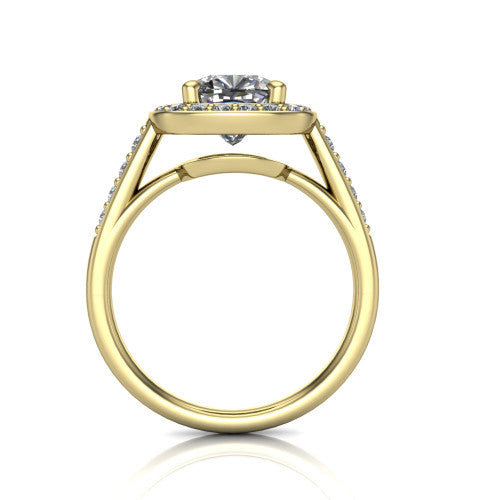 Leia Cushion Shape Halo Engagement Ring in 18K Yellow Gold