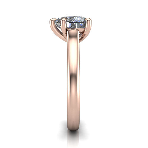Madilyn heart solitaire engagement ring in 18K Rose Gold, side profile showing the hidden pave accent under the basket and slim polished plain band