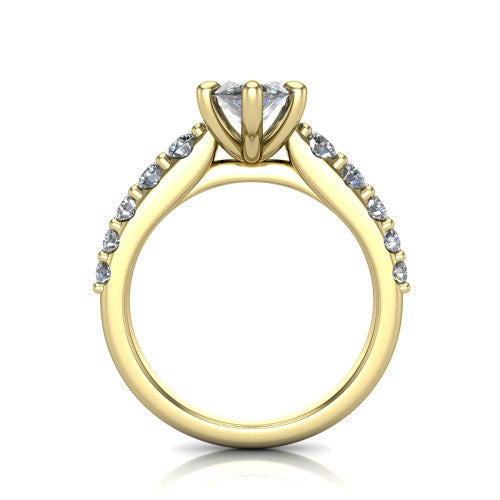Nina marquise solitaire engagement ring in 14K Yellow Gold, through-finger front profile showing the hidden under-halo and open under-gallery