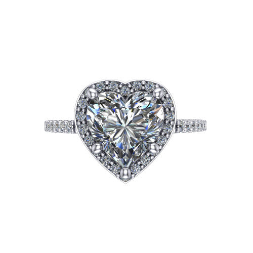 Oaklyn heart halo engagement ring in 14K White Gold, top-down view showing the brilliant heart-shaped center diamond framed by a pave diamond halo
