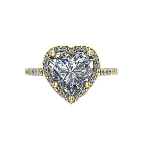 Oaklyn heart halo engagement ring in 14K Yellow Gold, top-down view showing the brilliant heart-shaped center diamond framed by a pave diamond halo