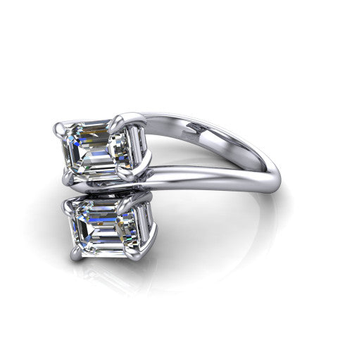 Thalia Emerald Shape Classic Engagement Ring in Platinum