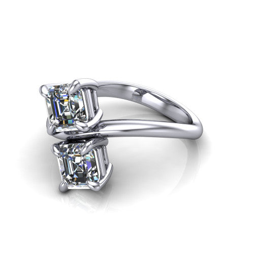 Thalia Square Emerald Shape Classic Engagement Ring in Platinum