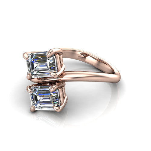 Thalia Emerald Shape Classic Engagement Ring in 14K Rose Gold