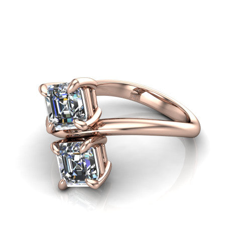 Thalia Square Emerald Shape Classic Engagement Ring in 14K Rose Gold