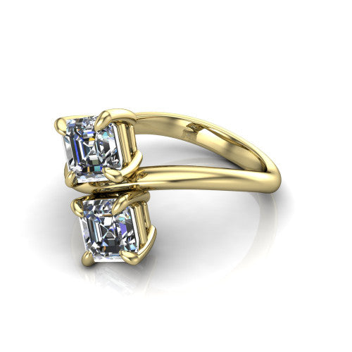 Thalia Square Emerald Shape Classic Engagement Ring in 18K Yellow Gold