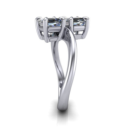 Thalia Square Emerald Shape Classic Engagement Ring in 14K White Gold