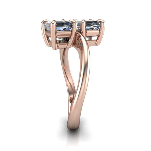 Thalia Square Emerald Shape Classic Engagement Ring in 14K Rose Gold