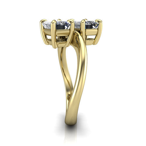 Thalia Emerald Shape Classic Engagement Ring in 18K Yellow Gold