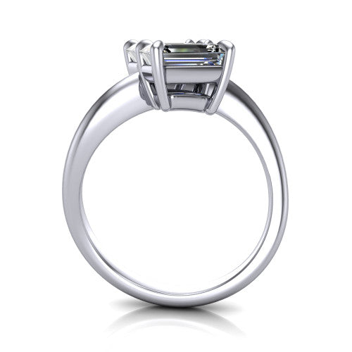 Thalia Emerald Shape Classic Engagement Ring in 14K White Gold