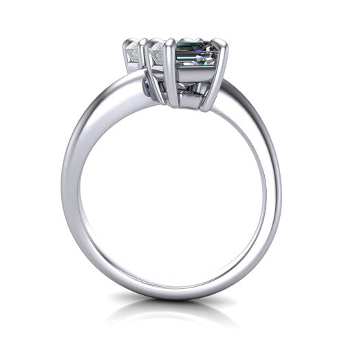 Thalia Square Emerald Shape Classic Engagement Ring in 18K White Gold