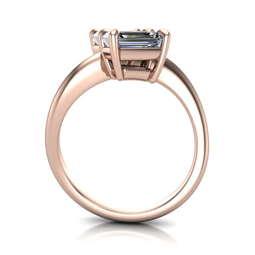 Thalia Emerald Shape Classic Engagement Ring in 18K Rose Gold