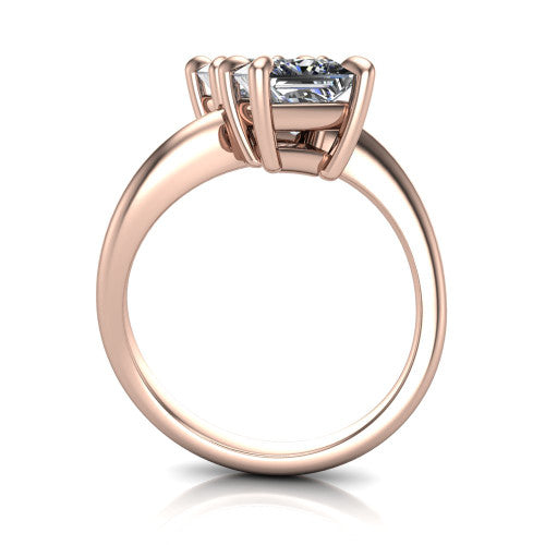 Thalia Princess Shape Classic Engagement Ring in 14K Rose Gold