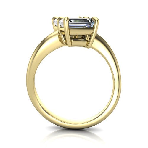 Thalia Emerald Shape Classic Engagement Ring in 14K Yellow Gold