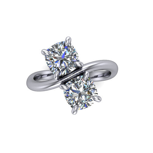 Thalia Cushion Shape Classic Engagement Ring in 18K White Gold