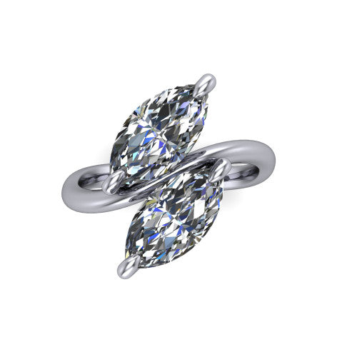 Thalia Marquise Shape Classic Engagement Ring in 18K White Gold