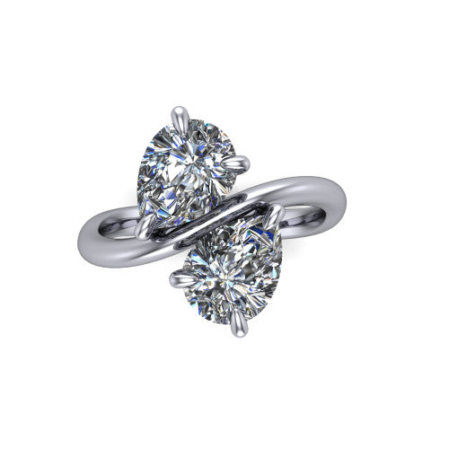 Thalia Pear Shape Classic Engagement Ring in 14K White Gold