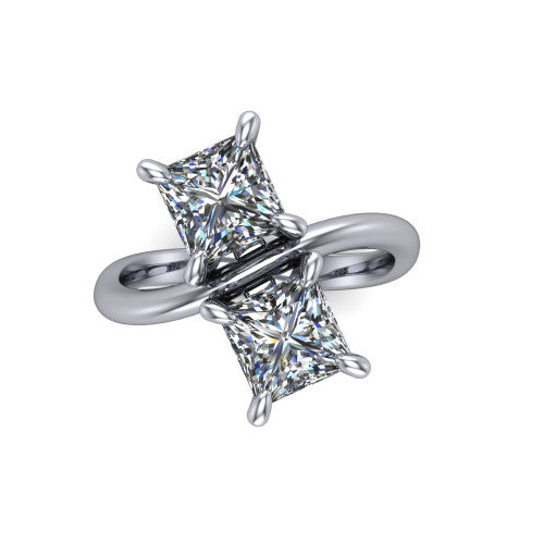 Thalia Princess Shape Classic Engagement Ring in 18K White Gold