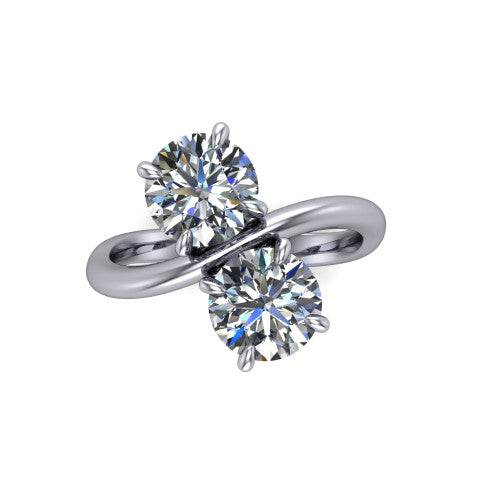 Thalia Round Shape null Engagement Ring in 14K White Gold