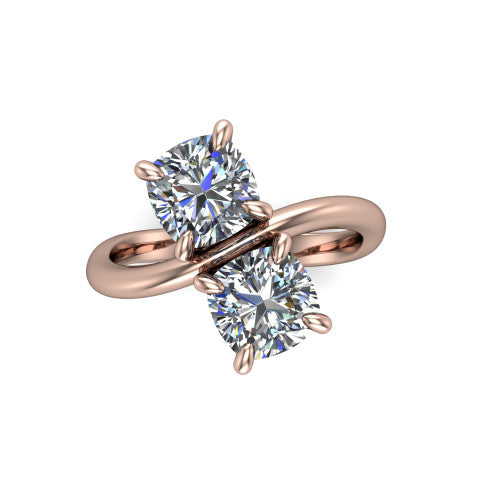 Thalia Cushion Shape Classic Engagement Ring in 14K Rose Gold