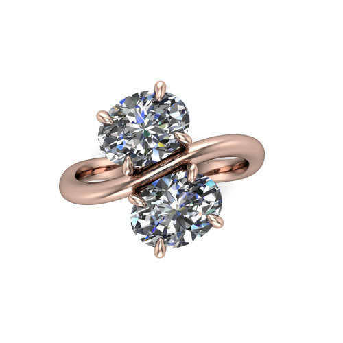 Thalia Oval Shape Classic Engagement Ring in 14K Rose Gold