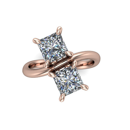 Thalia Princess Shape Classic Engagement Ring in 18K Rose Gold