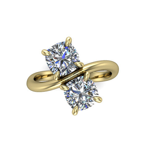 Thalia Cushion Shape Classic Engagement Ring in 18K Yellow Gold