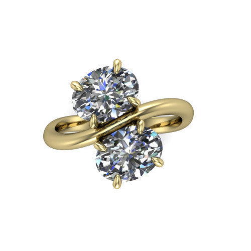 Thalia Oval Shape Classic Engagement Ring in 18K Yellow Gold